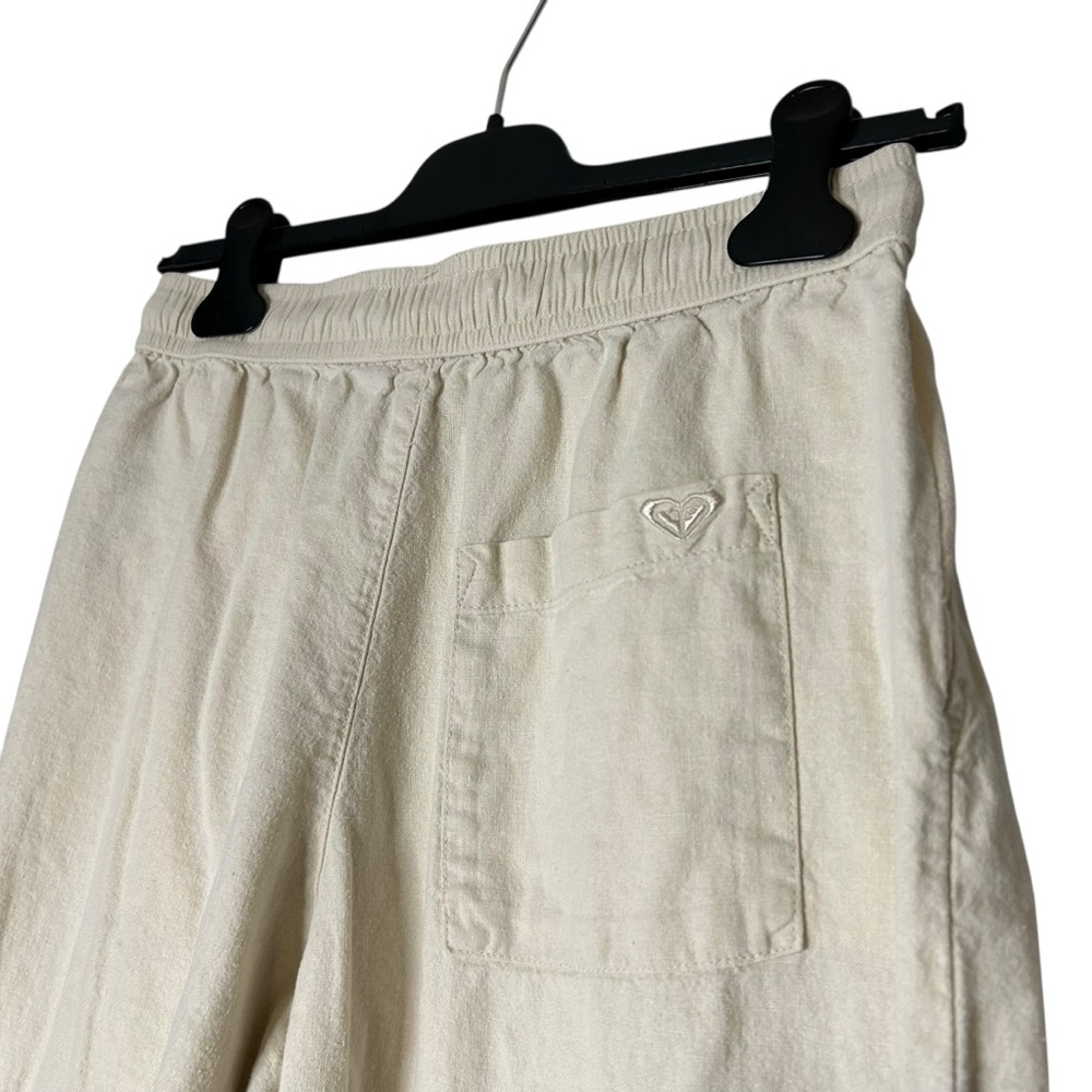 Roxy Linen Blend Pull On Pants Cream Wide Leg Beach Coastal Women’s Small - Picture 6 of 15